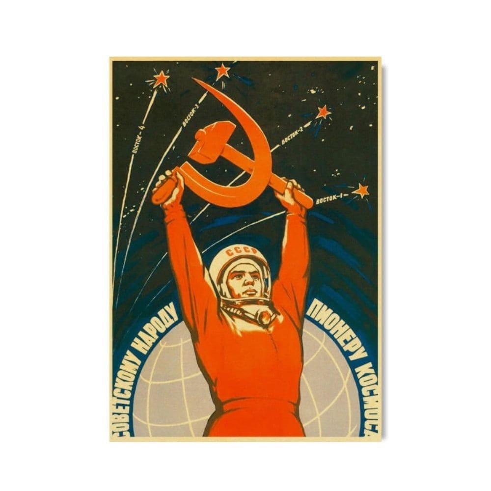 Affiche Ancienne Union Soviétique Cosmonaute Propagande - Taille A3/A2/A1 Au Choix - Neuf Sous Tube