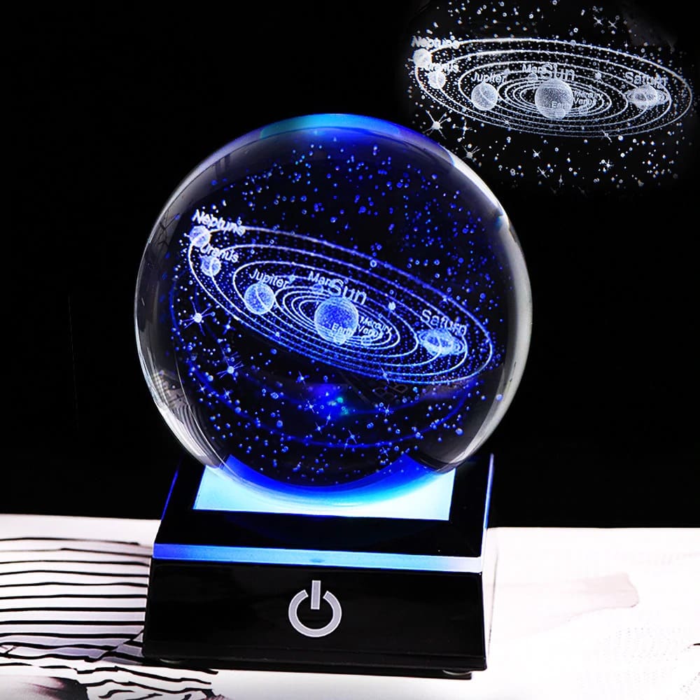 Boule de cristal magique du monde globe de la terre ronde carte du monde  système solaire boule de cristal boule de verre boules de cristal  décoratives décoration de bureau décoration de bureau