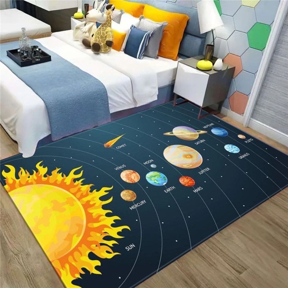 Tapis de sol 3D pour enfants, espace planète, pour salon, chambre