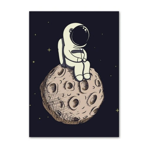 Poster petit astronaute assis sur la Lune