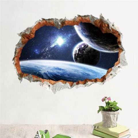 Astronaute Stickers Muraux Planète Espace Étoile DIY Vinyle Amovible Grands  Stickers Muraux Art Décorations Décor pour