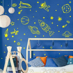 autocollants muraux pour chambre d'enfants motifs fusee planetes