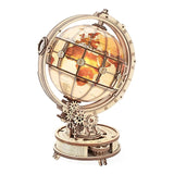 Maquette globe terrestre lumineux en bois