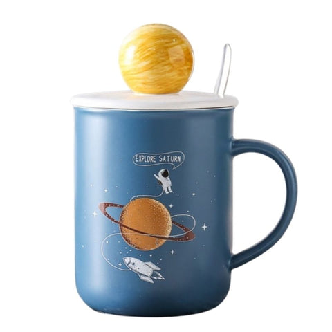 KSCD Starry Astronaut Rocket Mug avec Lèvre et Cuillère Tasse à
