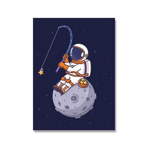 Poster astronaute a la pêche aux étoiles
