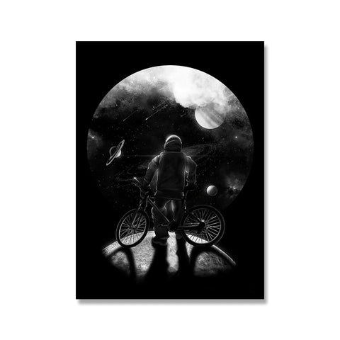 Poster astronaute bicyclette espace