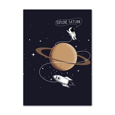 Poster d'astronaute sur la planète Saturne