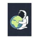 Poster astronaute tenant la Terre