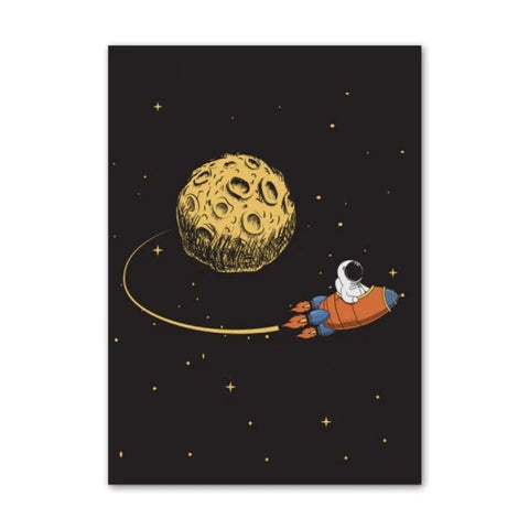 Poster astronaute voyageant sur une fusée