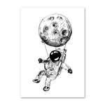 Poster avec Astronaute accroché à la Lune