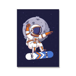 Poster chambre enfant astronaute skateboard dans l'espacce