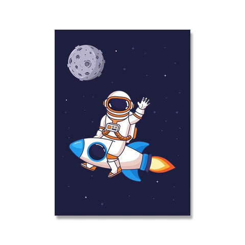 Poster chambre enfant astronaute sur une fusée
