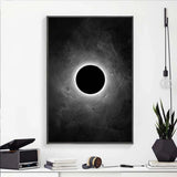 Poster eclipse solaire noir et blanc