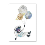 Poster astronaute et planète aquarelle