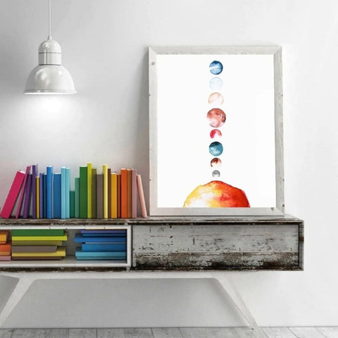 Poster Planètes du Système Solaire peinture à l'eau