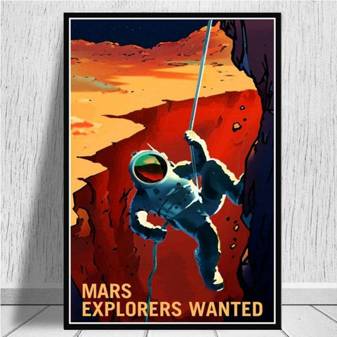Poster Rétro Astronaute sur Mars