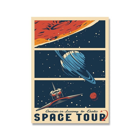 Poster Rétro Voyage dans l'Espace