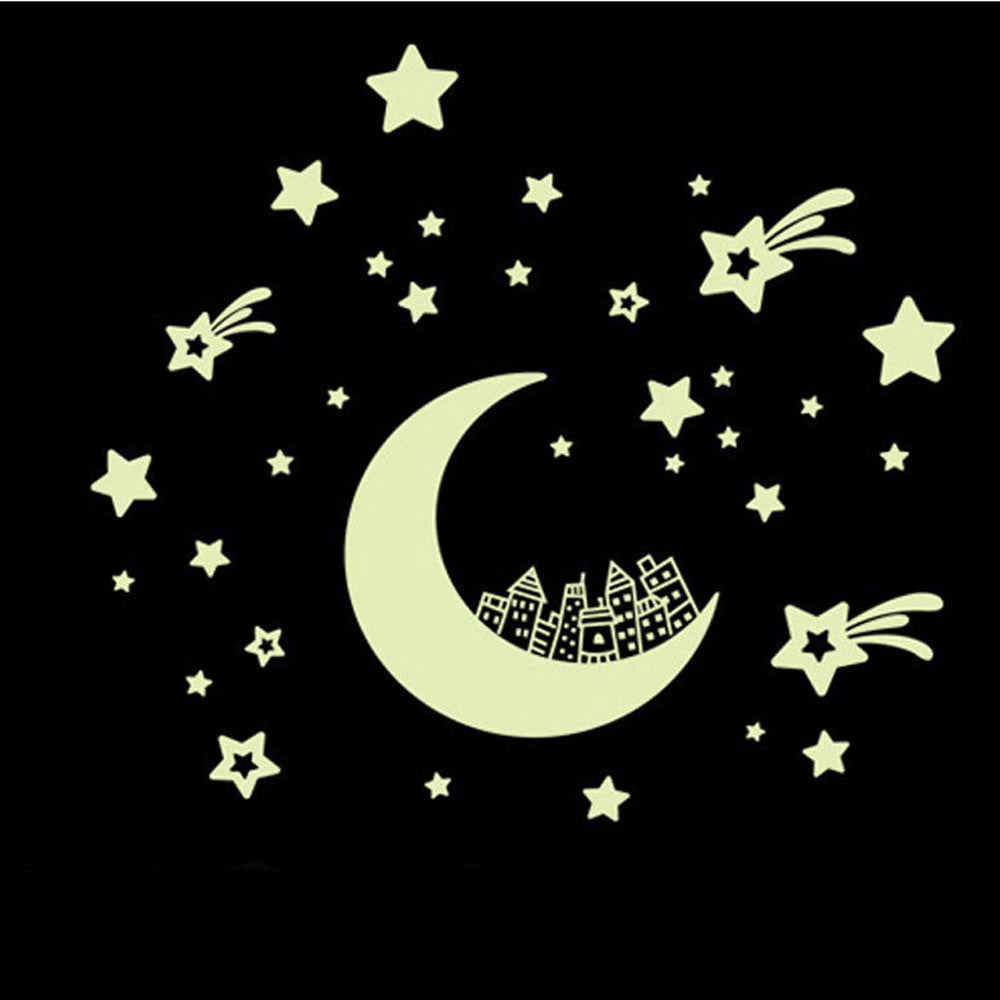 Stickers en mousse - néoprène - lunes et étoiles phosphorescentes