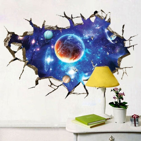 Sitcker mural de planètes sur fond spatial