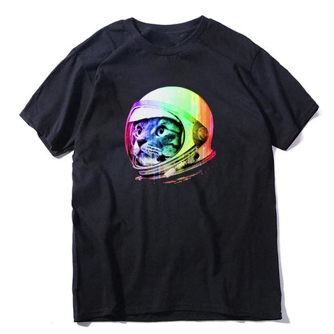 T-Shirt Chat Astronaute Psychédélique